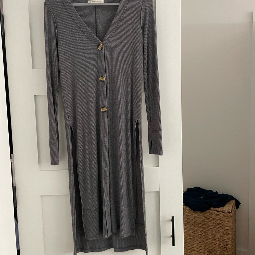 FREE PEOPLE We The Free Maxi Gray Cardigan Dress